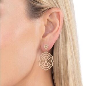 Luxe Charlotte 18K Goldplated & Cubic Zirconia Web Drop Earrings